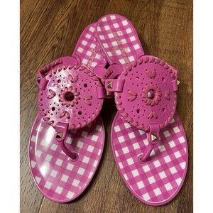 Jack Rogers Georgica Thong Sandals Women's 8 Jelly Pink Check